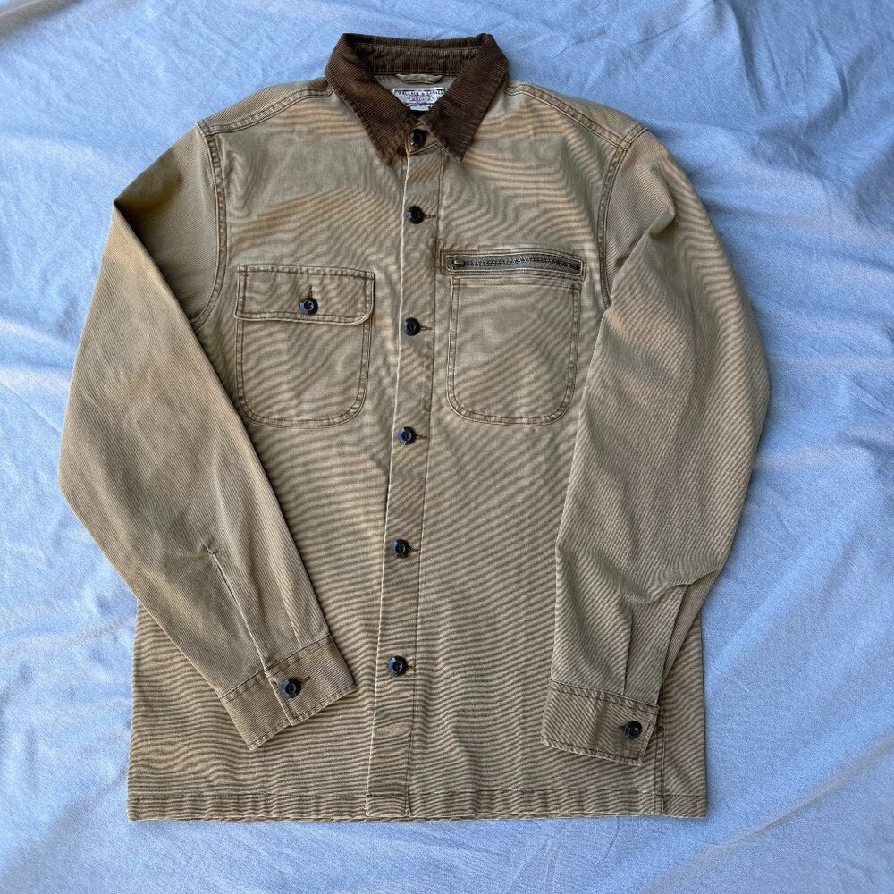 Wallace & Barnes Chore Coat Jacket Small Brown Corduroy Collar Barn Canvas Mens